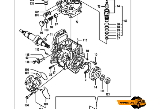 Насос тнвд в сборе 101-362. 729685-51340. 729685-51310. Yanmar TK486V