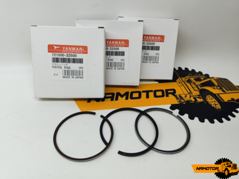 Кольца поршневые YANMAR 3T72-HL, 3TN72-L, 3TNA72, 3T72, 3D72. 721500-22500. 721450-22500. (2x2x4 мм) "STD".JAPAN